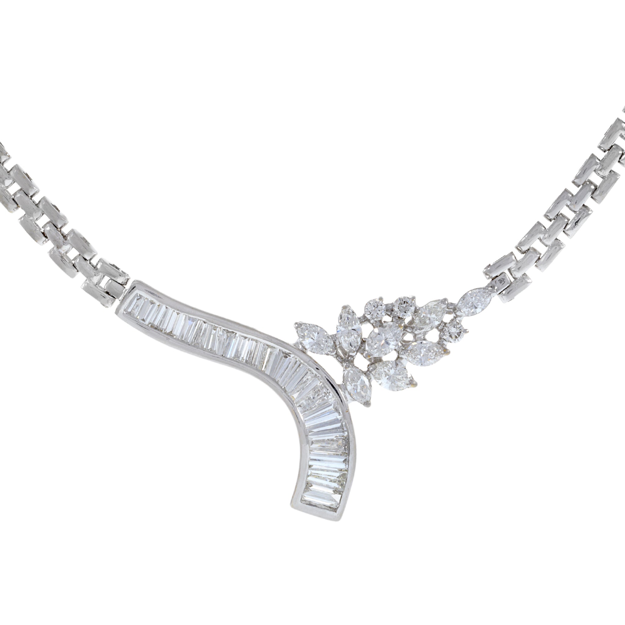 Estate Retro Era 14KT White Gold Diamond Necklace