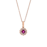 14KT Rose Gold Ruby And Diamond Necklace