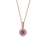 14KT Rose Gold Ruby And Diamond Necklace