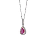 14KT White Gold Pear Shaped Ruby And Diamond Pendant