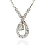 Estate Retro Period 14KT White Gold Pear-Shaped Diamond Drop Necklace