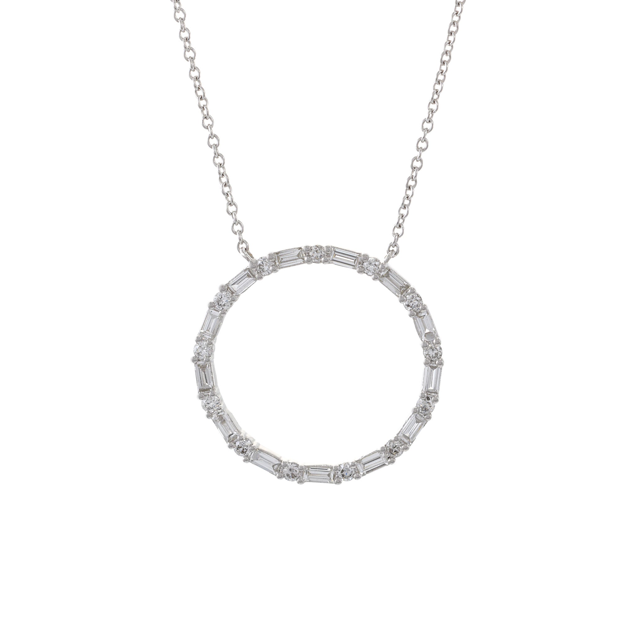 14KT White Gold Circle Diamond Pendant