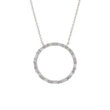 14KT White Gold Circle Diamond Pendant