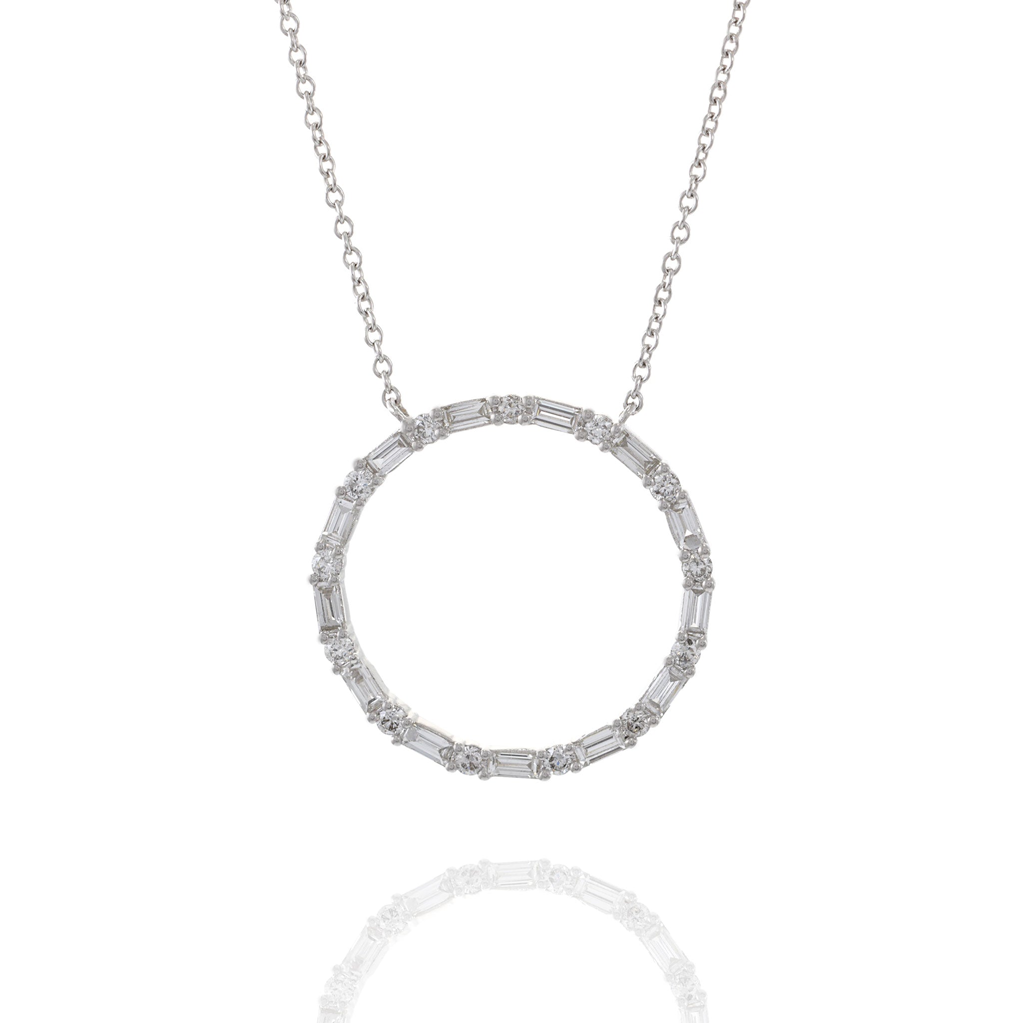 14KT White Gold Circle Diamond Pendant