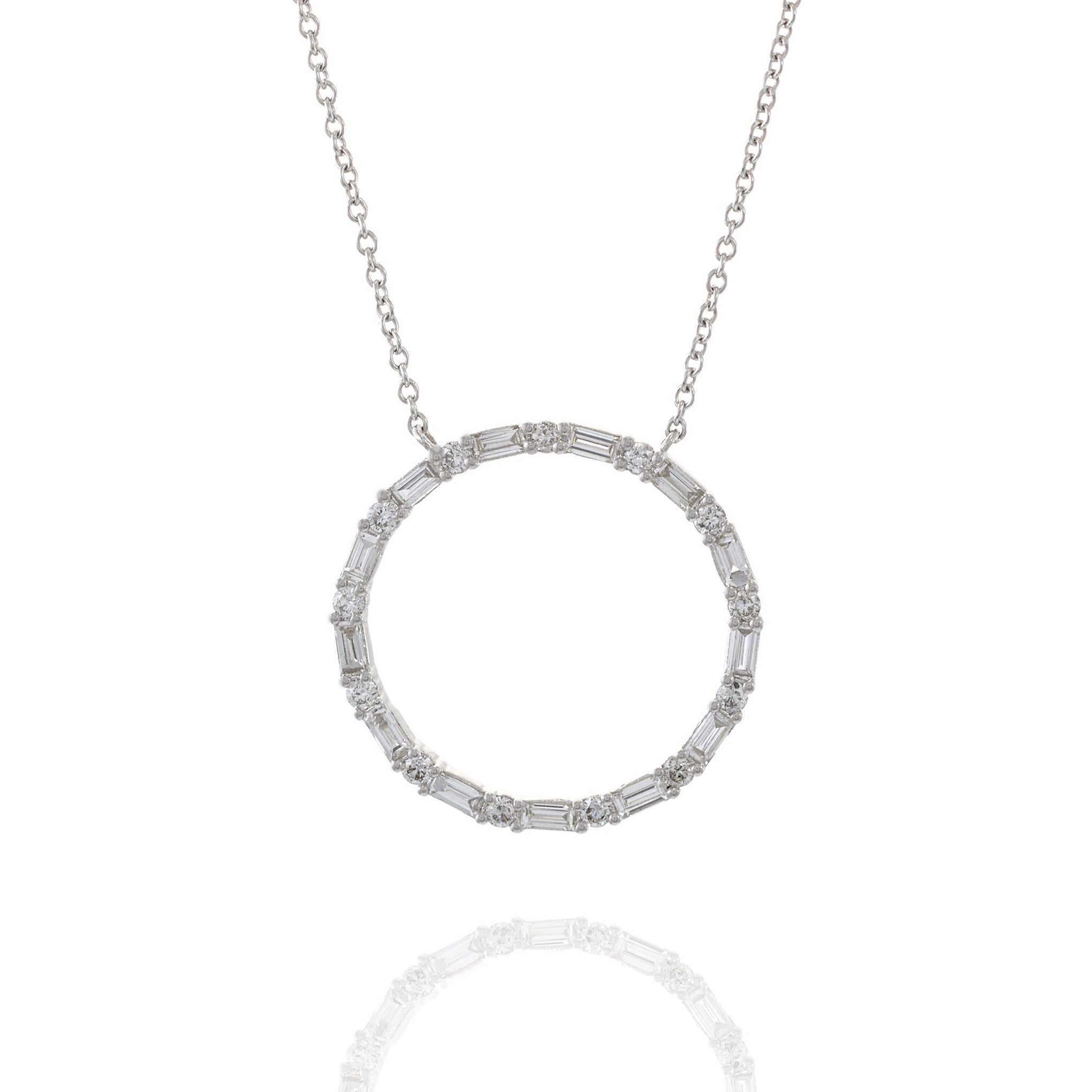 14KT White Gold Circle Diamond Pendant