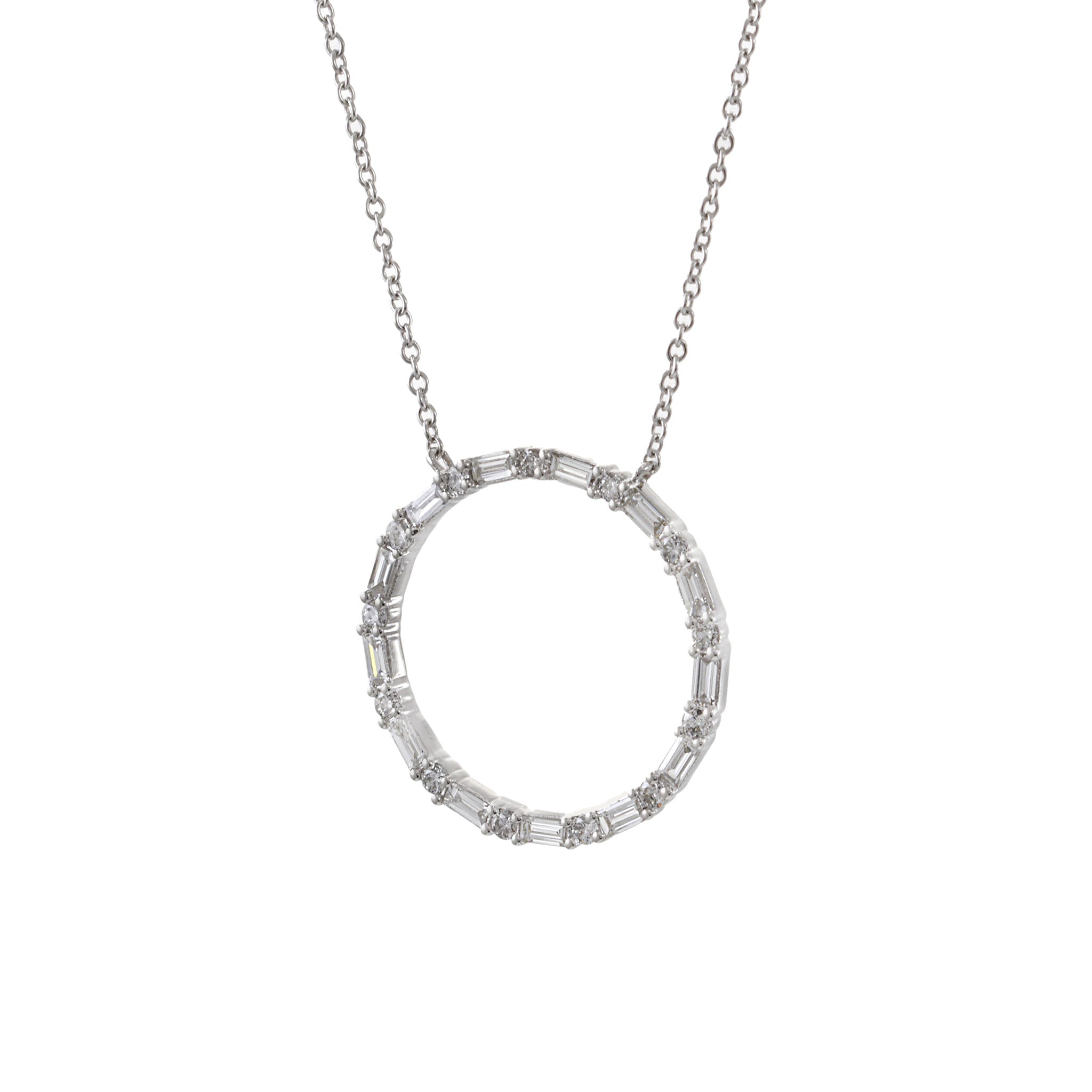 14KT White Gold Circle Diamond Pendant