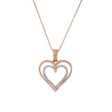 14KT Rose Gold Heart In Heart Diamond Pendant