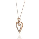 14KT Rose Gold Heart In Heart Diamond Pendant