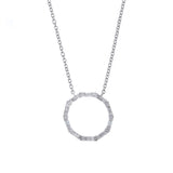 14KT White Gold Circle Diamond Necklace