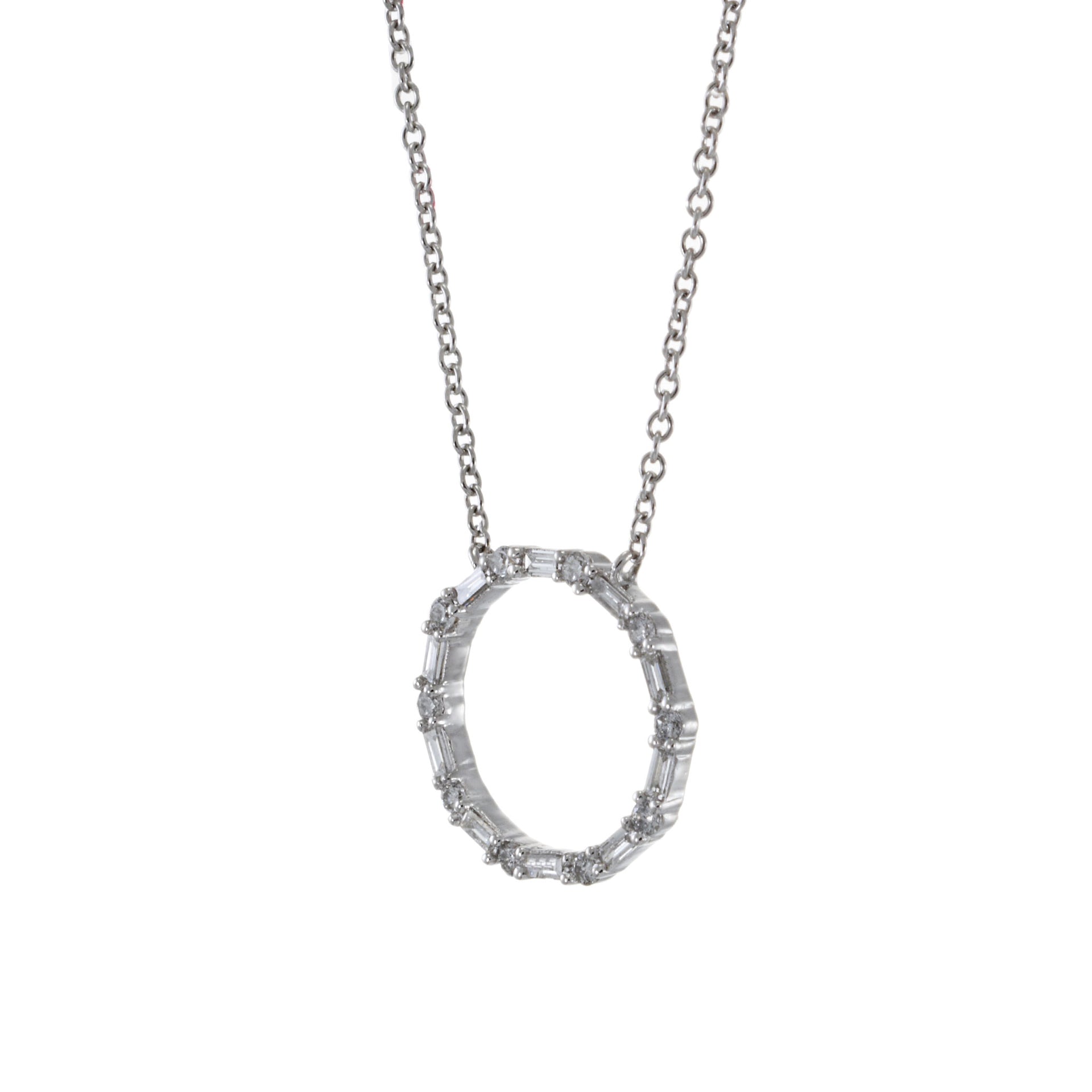 14KT White Gold Circle Diamond Necklace