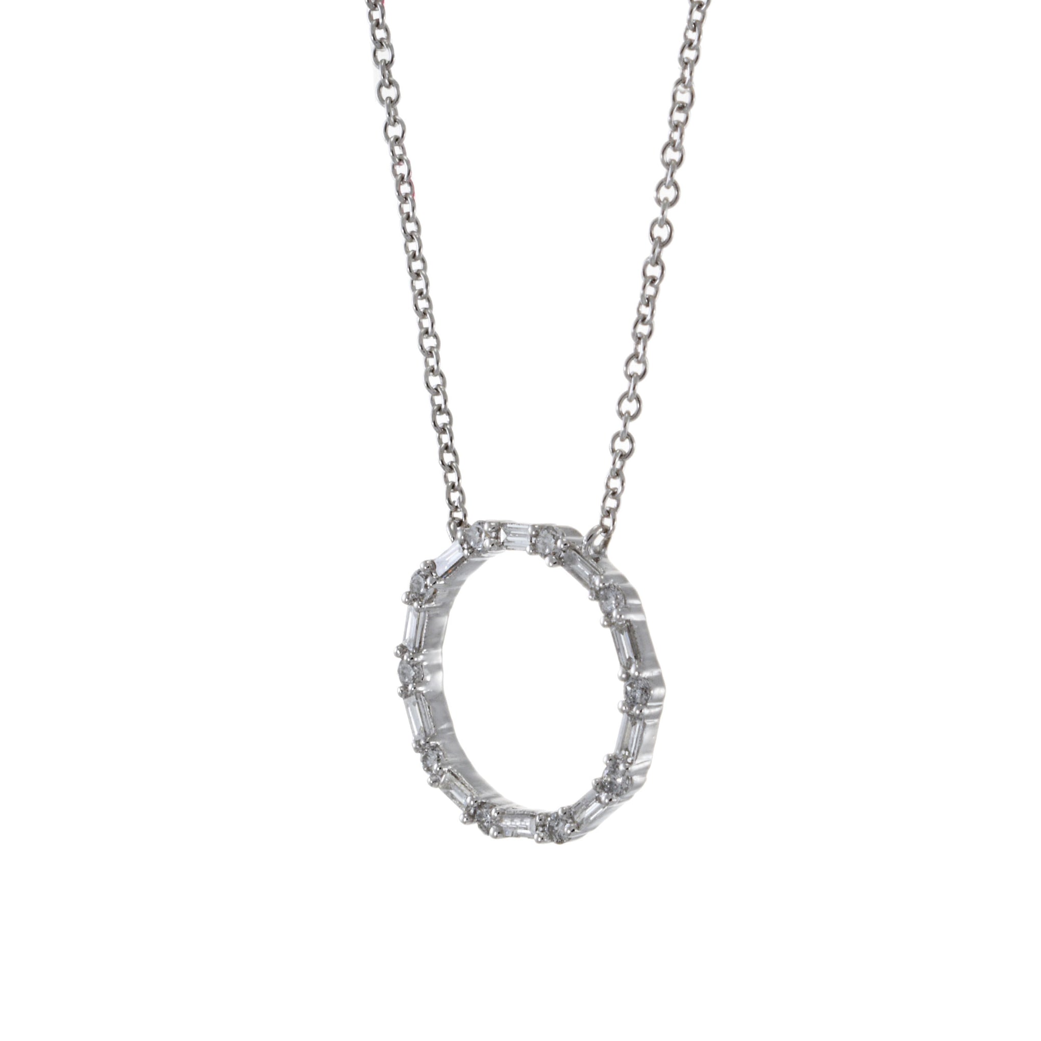 14KT White Gold Circle Diamond Necklace