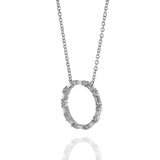 14KT White Gold Circle Diamond Necklace