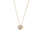 14KT Yellow Gold Round Bezel Cluster Diamond Necklace