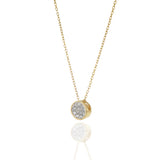 14KT Yellow Gold Round Bezel Cluster Diamond Necklace