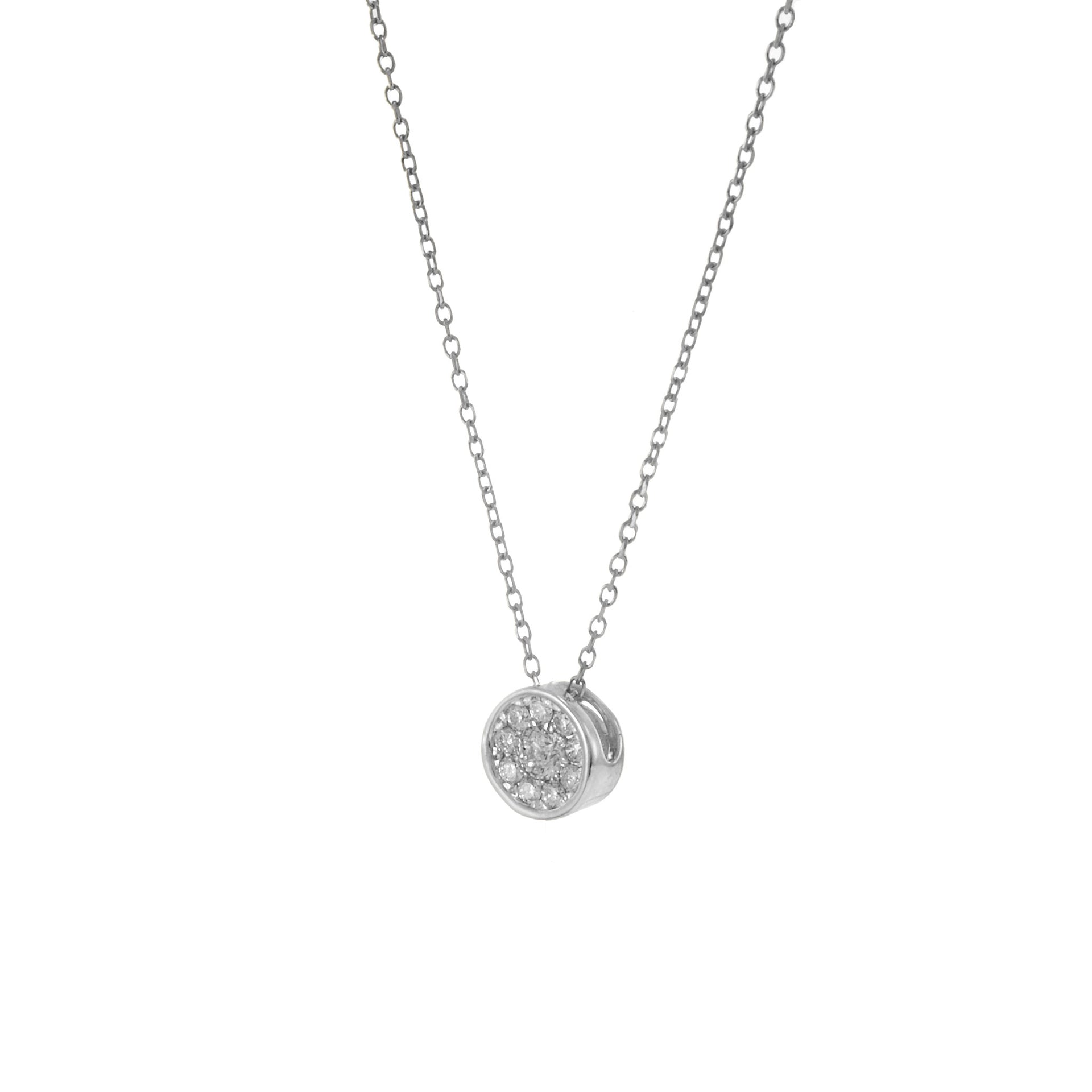 14KT White Gold Diamond Circle Cluster Pendant