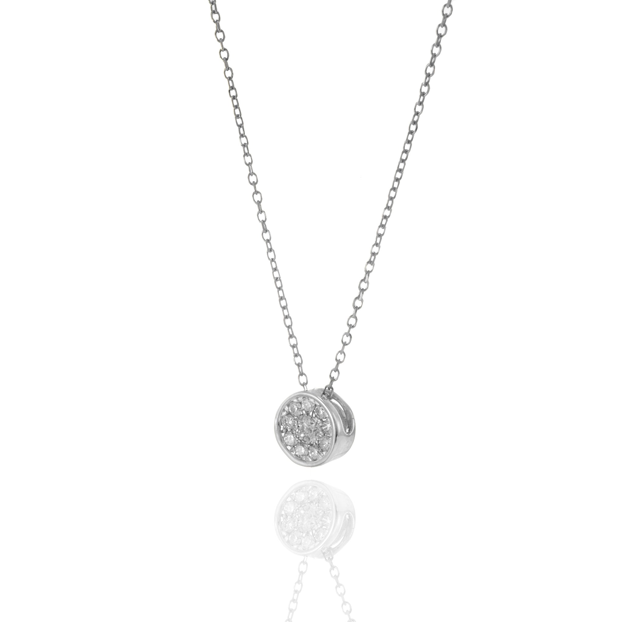 14KT White Gold Diamond Circle Cluster Pendant