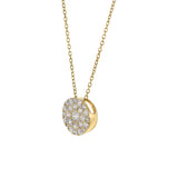 14KT Yellow Gold Round Cluster Diamond Pendant Necklace