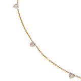 14KT Yellow Gold Diamond Alternating Heart Necklace