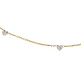 14KT Yellow Gold Diamond Alternating Heart Necklace