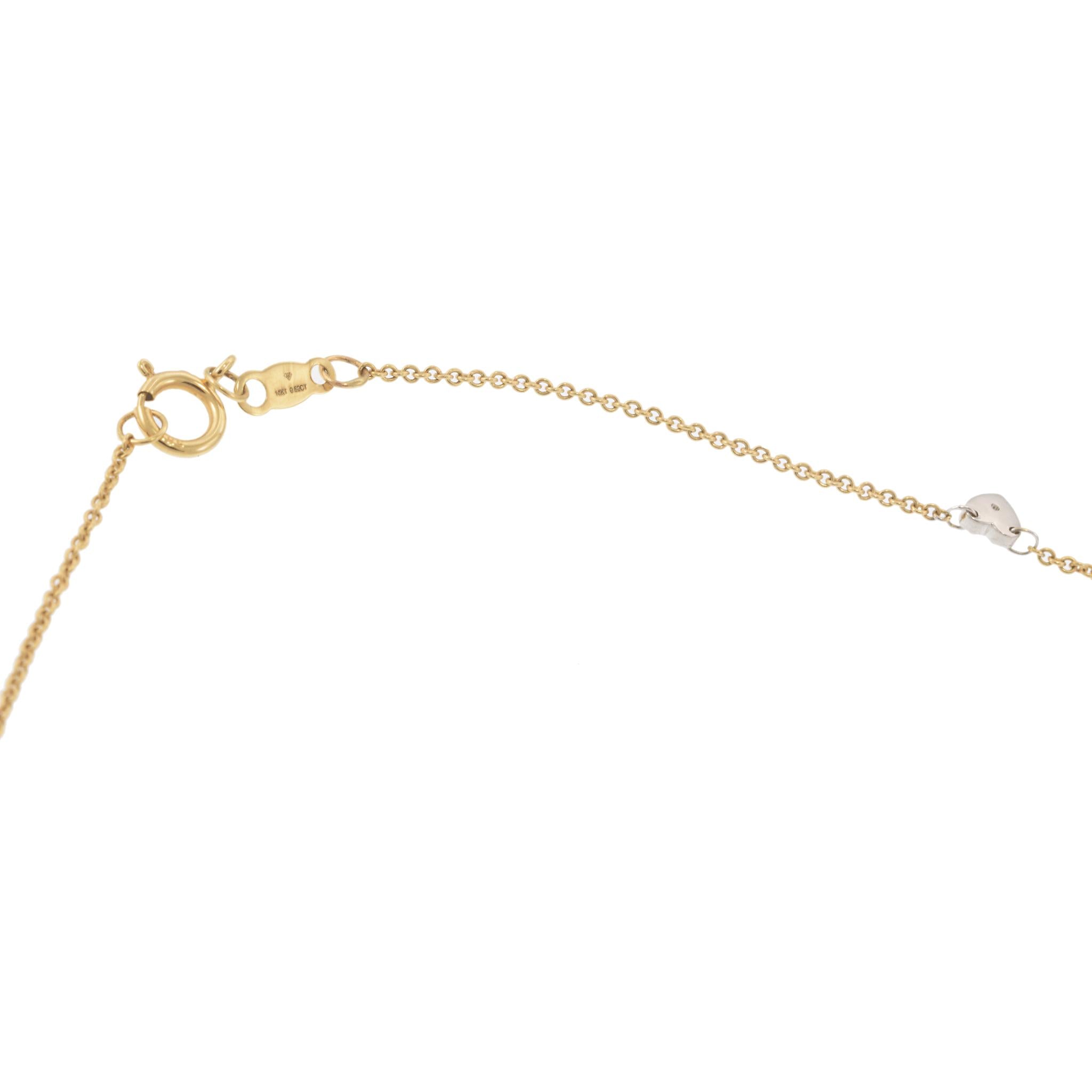 14KT Yellow Gold Diamond Alternating Heart Necklace