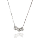 14KT White Gold Three Stone Diamond Necklace