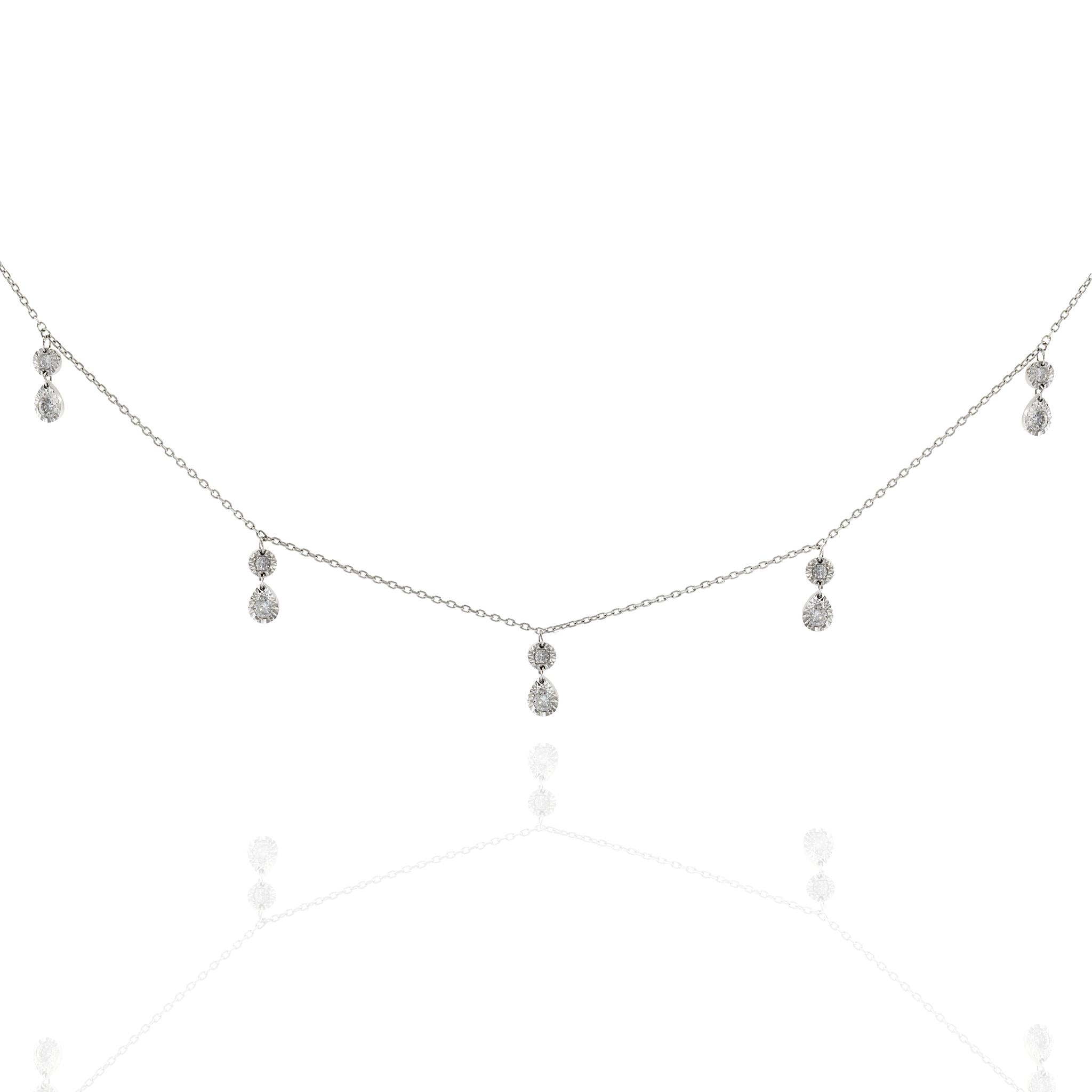 14KT White Gold Dangling Diamond Necklace