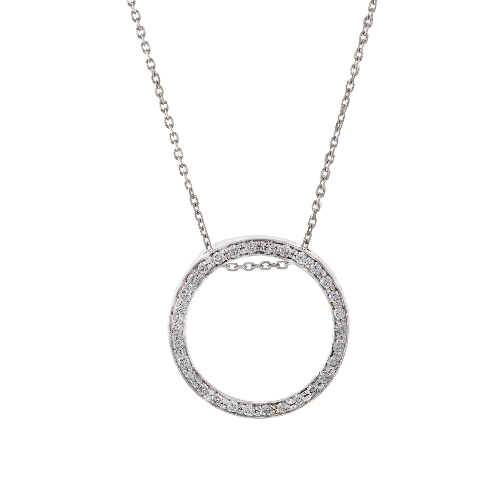 14KT White Gold Circle Diamond Pendant