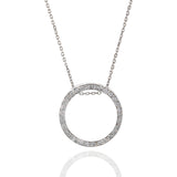 14KT White Gold Circle Diamond Pendant