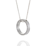 14KT White Gold Circle Diamond Pendant