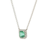 14KT White Gold Emerald and Diamond Necklace