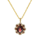 14KT Yellow Gold Red Garnet and Diamond Cluster Pendant