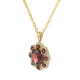 14KT Yellow Gold Red Garnet and Diamond Cluster Pendant