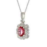 14KT White Gold Pink Tourmaline and Diamond Pendant Necklace