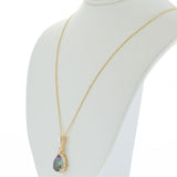 14KT Yellow Gold Mystic Topaz and Diamond Pear Pendant Necklace