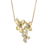 14KT Yellow Gold Three-Flower Diamond Necklace