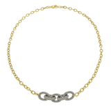 14KT Yellow Gold Interlocking Ovals Chain Link Necklace with Diamonds