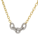 14KT Yellow Gold Interlocking Ovals Chain Link Necklace with Diamonds