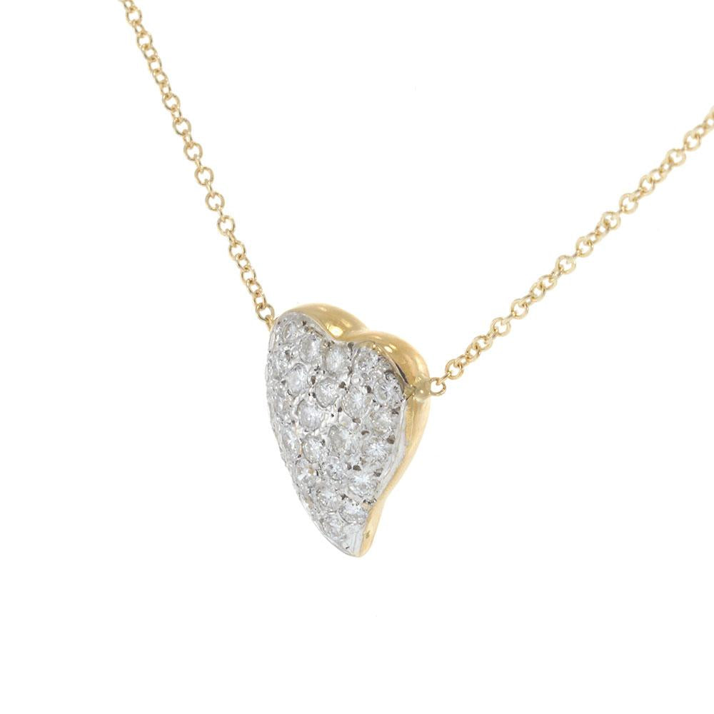Vintage 14KT Yellow Gold Diamond Heart Necklace