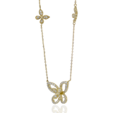 14KT Yellow Gold Butterfly Necklace with Diamonds