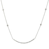 Round and Baguette Diamond Curved Line Necklace in 14KT White Gold