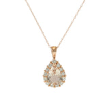 14KT Rose Gold Pear-Shaped Morganite & Diamond Halo Pendant Necklace