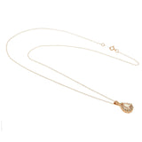 14KT Rose Gold Pear-Shaped Morganite & Diamond Halo Pendant Necklace
