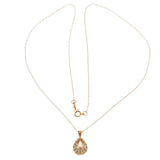 14KT Rose Gold Pear-Shaped Morganite & Diamond Halo Pendant Necklace