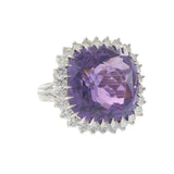 Vintage Amethyst & Diamond Cocktail Ring in White Gold
