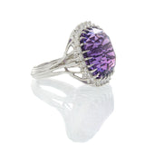 Vintage Amethyst & Diamond Cocktail Ring in White Gold