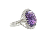 Vintage Amethyst & Diamond Cocktail Ring in White Gold