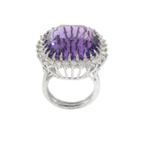 Vintage Amethyst & Diamond Cocktail Ring in White Gold