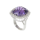 Vintage Amethyst & Diamond Cocktail Ring in White Gold