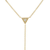 14KT Yellow Gold Triangle Diamond Lariat Necklace