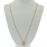 14KT Yellow Gold Pear Shape Diamond Drop Pendant Necklace